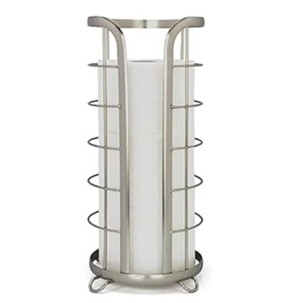 Nickel Toilet Paper Holder Freestanding Bathroom Tissue Organizer Minimalistic
